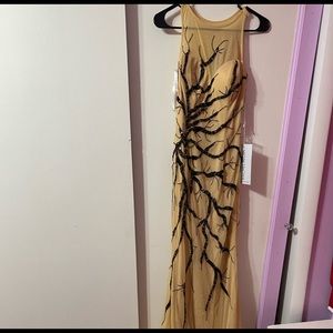 Tan designed prom dress